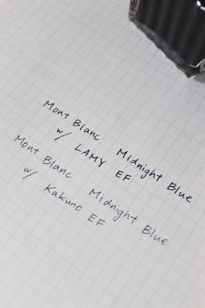 モンブランのミッドナイトブルー（ブルーブラック）を試し書き